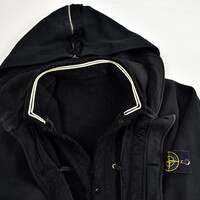 Stone Island dark brown hooded detachable liner full zip sweat L