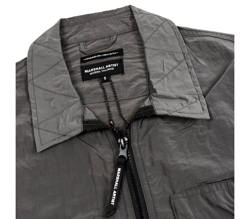 Marshall Artist Carico nylon full zip overshirt Volcanic Grey