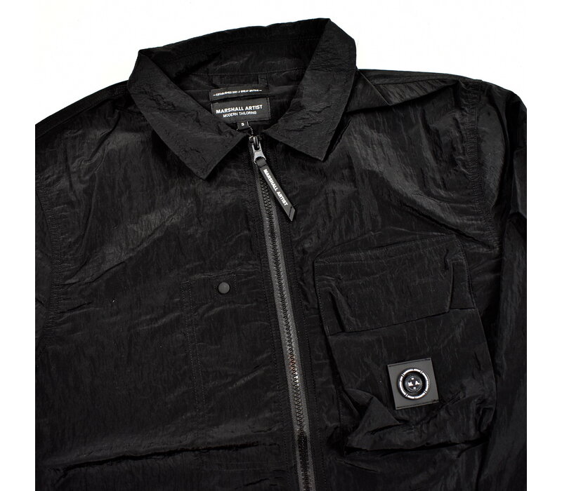 Marshall Artist Carico nylon full zip overshirt Black