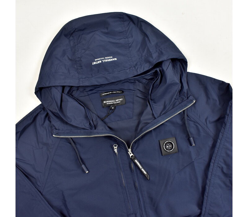 Marshall Artist Fairfax nylon full zip hooded jacket Navy