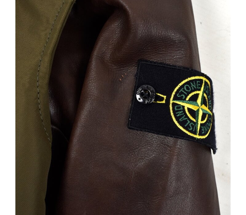 Stone Island 30 anni brown waxed soft leather jacket with detachable vest L