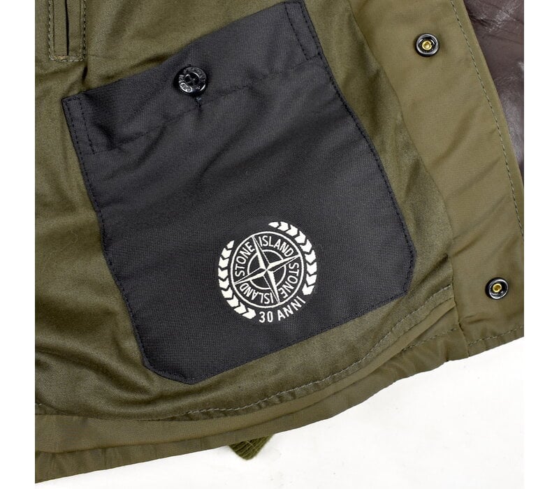 Stone Island 30 anni brown waxed soft leather jacket with detachable vest L