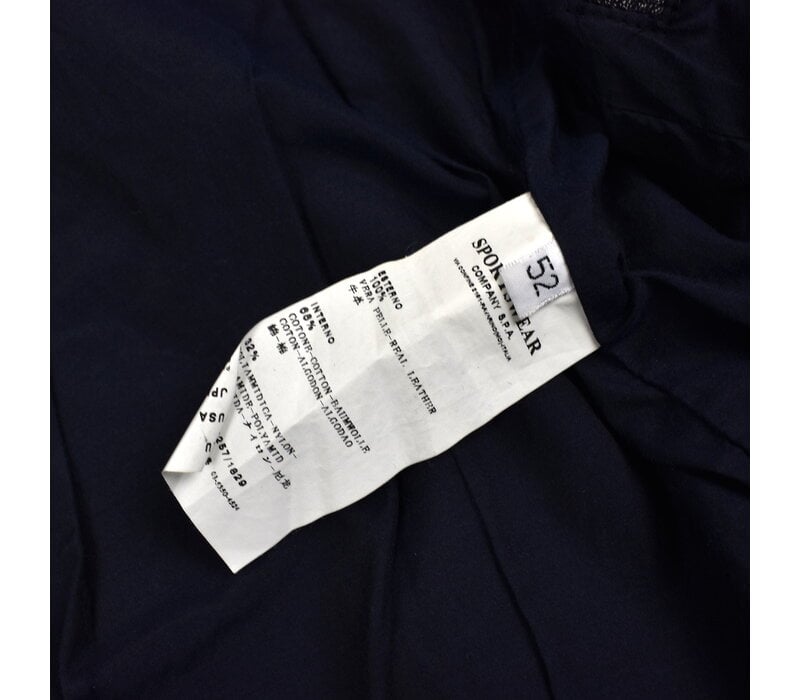 C.P. Company black leather mille miglia goggle hooded field jacket 52