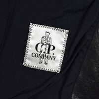 C.P. Company black leather mille miglia goggle hooded field jacket 52