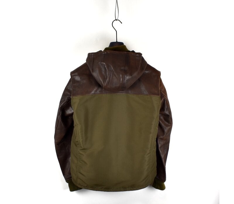 Stone Island 30 anni brown waxed soft leather jacket with detachable vest L