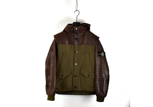 Stone Island Stone Island 30 anni brown waxed soft leather jacket with detachable vest L
