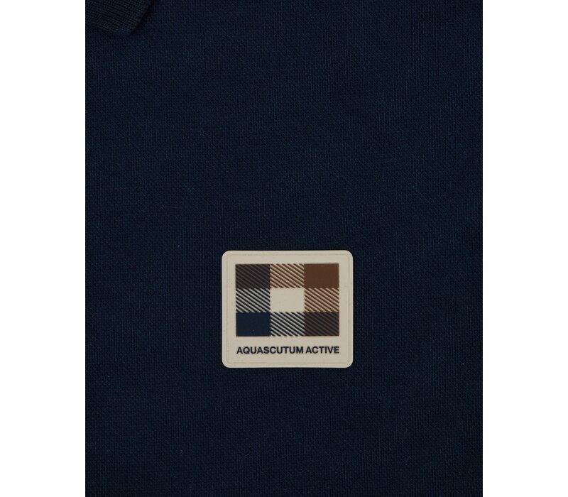 Aquascutum Active stretch piquet badge polo shirt Navy