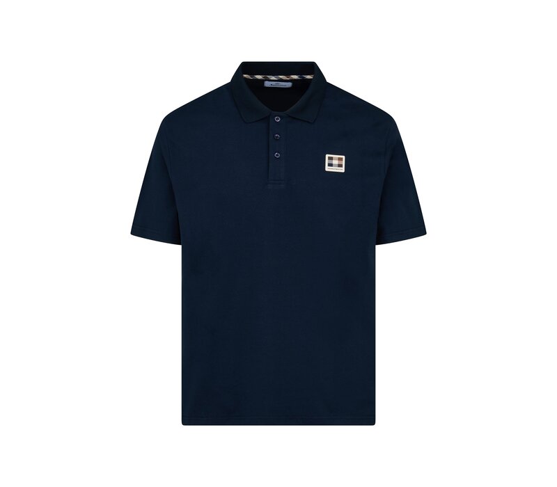 Aquascutum Active stretch piquet badge polo shirt Navy