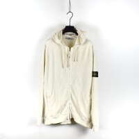 Stone Island white cotton fleece full zip hooded sweatshirt XXXL
