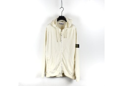 Stone Island Stone Island white cotton fleece full zip hooded sweatshirt XXXL