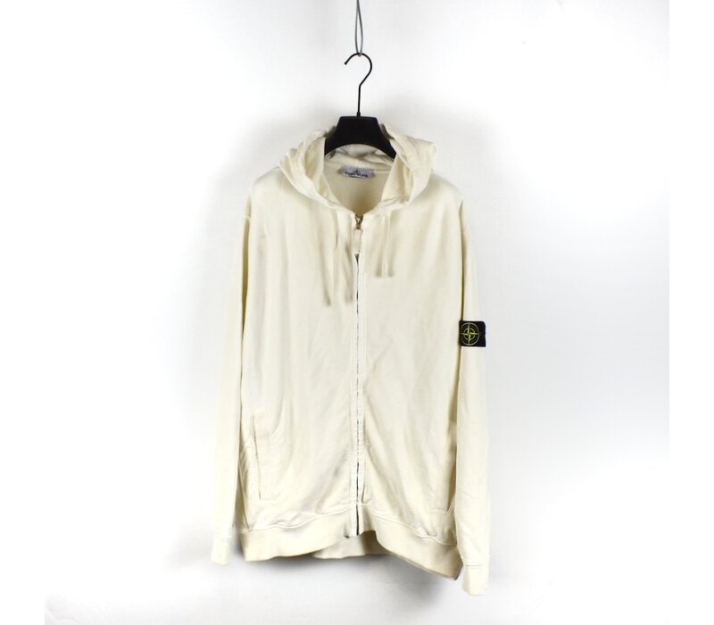 Stone Island white cotton fleece full zip hooded sweatshirt XXXL