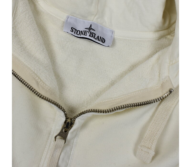 Stone Island white cotton fleece full zip hooded sweatshirt XXXL