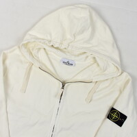 Stone Island white cotton fleece full zip hooded sweatshirt XXXL
