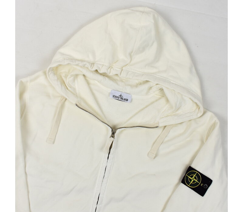 Stone Island white cotton fleece full zip hooded sweatshirt XXXL