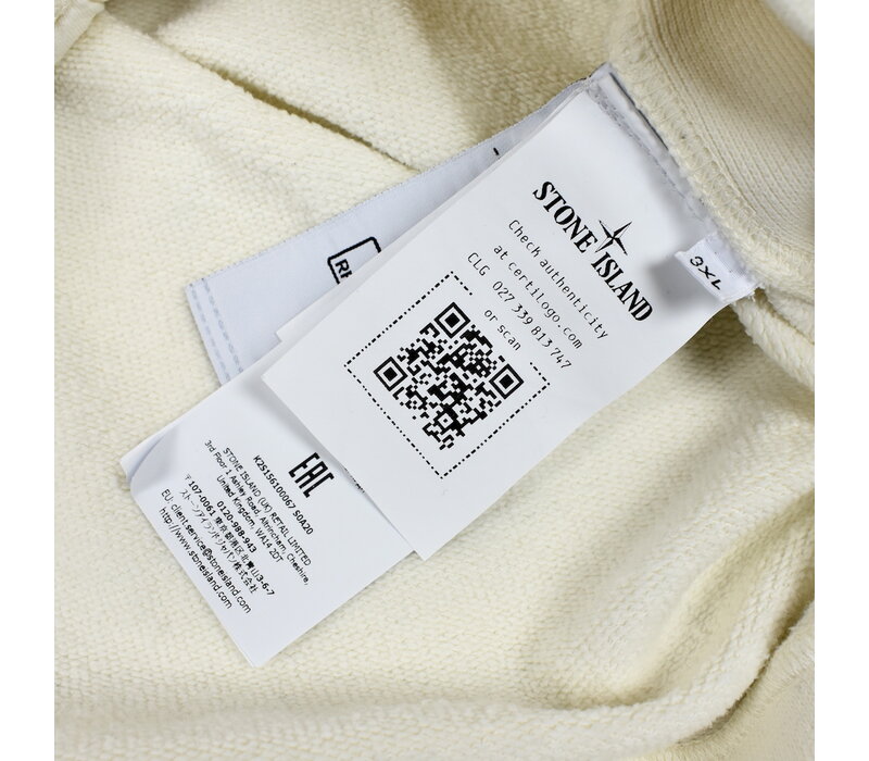 Stone Island white cotton fleece full zip hooded sweatshirt XXXL