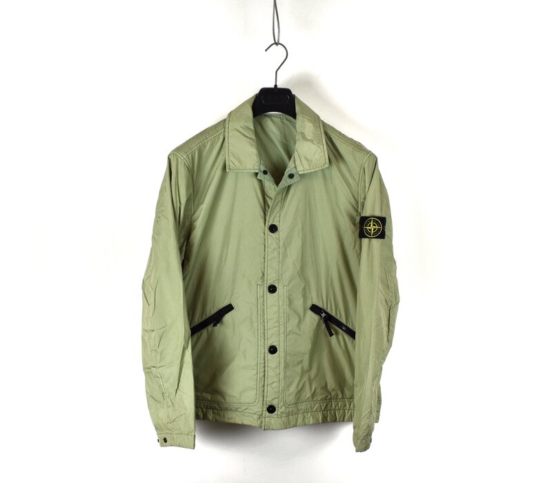 Stone Island green garment dyed crinkle reps ny with polartec jacket L