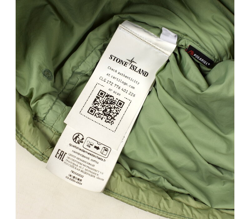 Stone Island green garment dyed crinkle reps ny with polartec jacket L