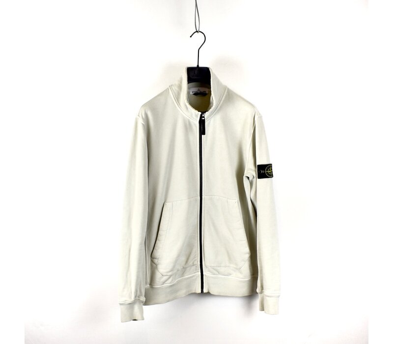 Stone Island white grey cotton fleece full zip sweatshirt XL