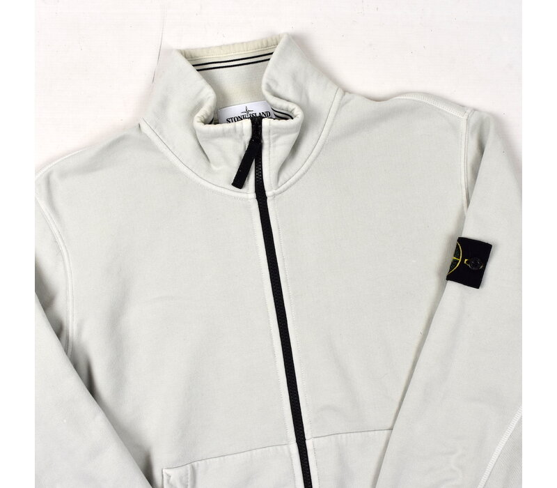 Stone Island white grey cotton fleece full zip sweatshirt XL