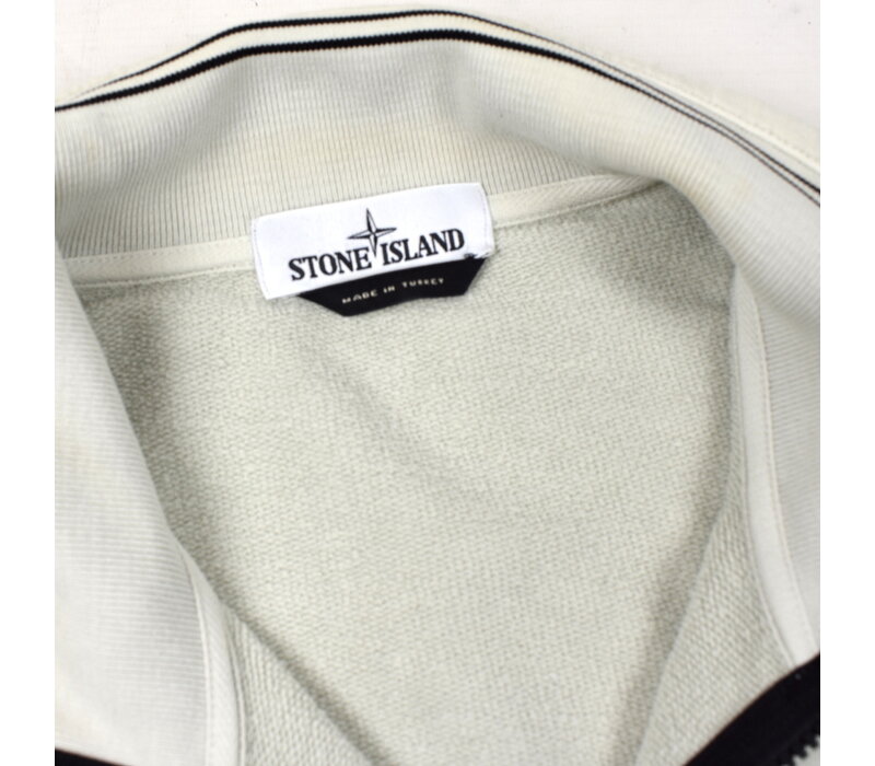 Stone Island white grey cotton fleece full zip sweatshirt XL