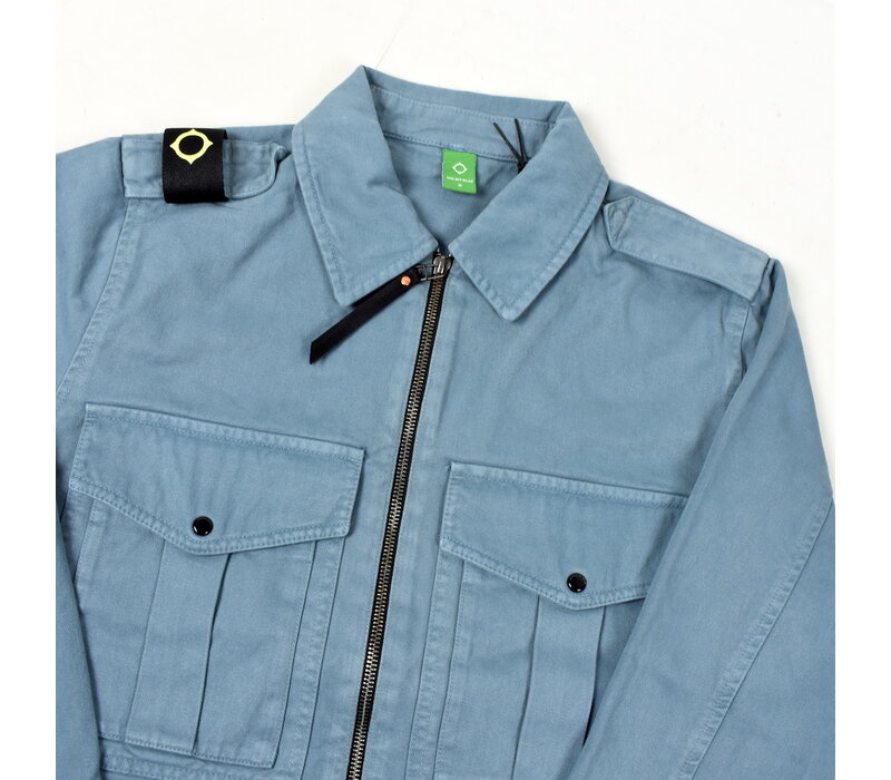 MA.STRUM isotope cotton gaberdine overshirt jacket Aegean Blue