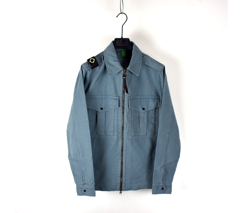 MA.STRUM isotope cotton gaberdine overshirt jacket Aegean Blue