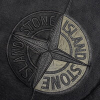 Stone Island grey old dye treatment big embroidered logo crew neck sweatshirt M
