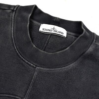 Stone Island grey old dye treatment big embroidered logo crew neck sweatshirt M
