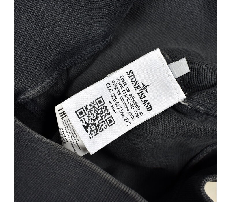 Stone Island grey old dye treatment big embroidered logo crew neck sweatshirt M