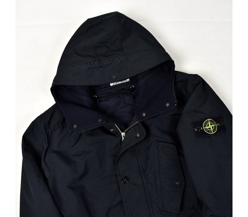 Stone Island navy david-tc quilted lined hooded fishtail parka XL