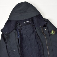 Stone Island navy david-tc quilted lined hooded fishtail parka XL