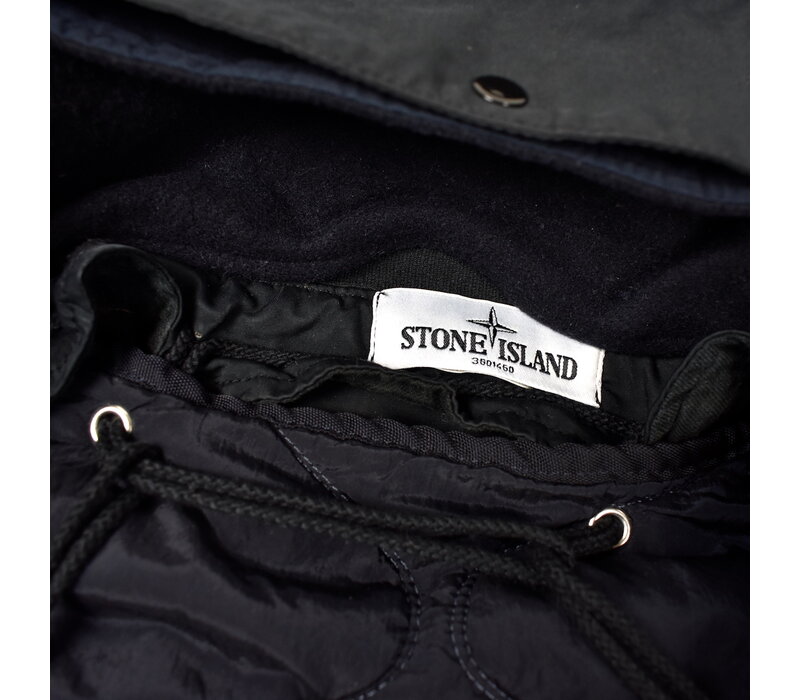 Stone Island navy david-tc quilted lined hooded fishtail parka XL