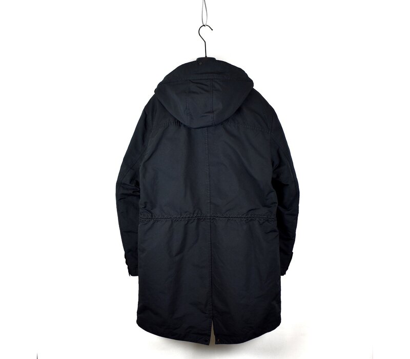 Stone Island navy david-tc quilted lined hooded fishtail parka XL