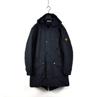 Stone Island navy david-tc quilted lined hooded fishtail parka XL