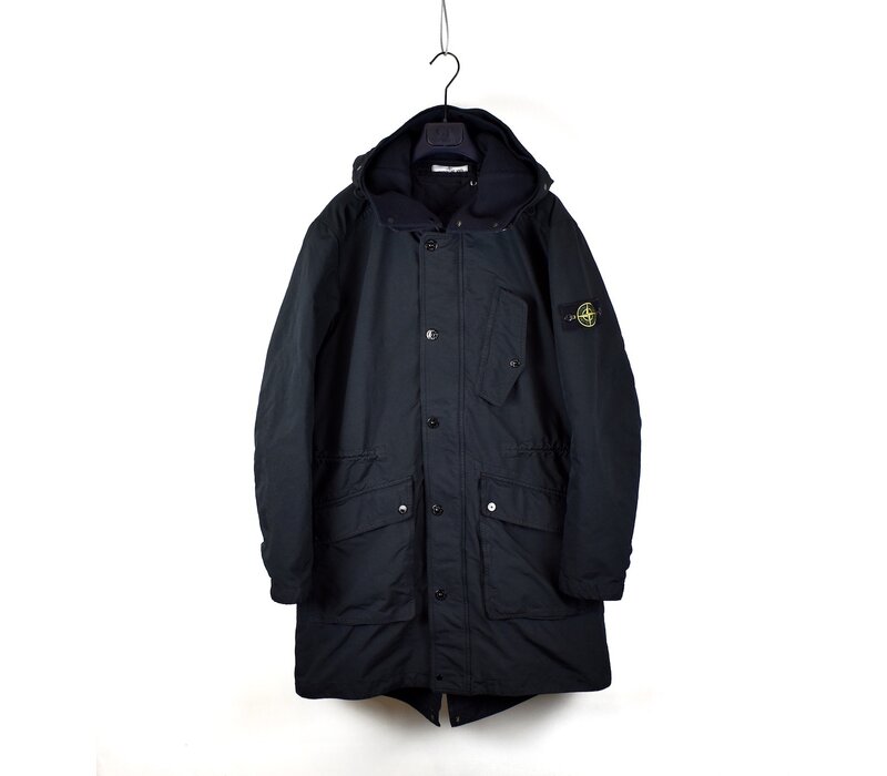 Stone Island navy david-tc quilted lined hooded fishtail parka XL