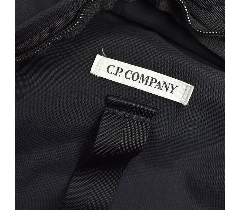 C.P. Company black nylon b lens detail backpack bag