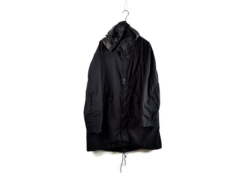 C.P. Company C.P. Company black flatt nylon goggle hood fishtail parka XXL