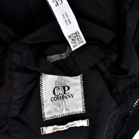 C.P. Company black flatt nylon goggle hood fishtail parka XXL