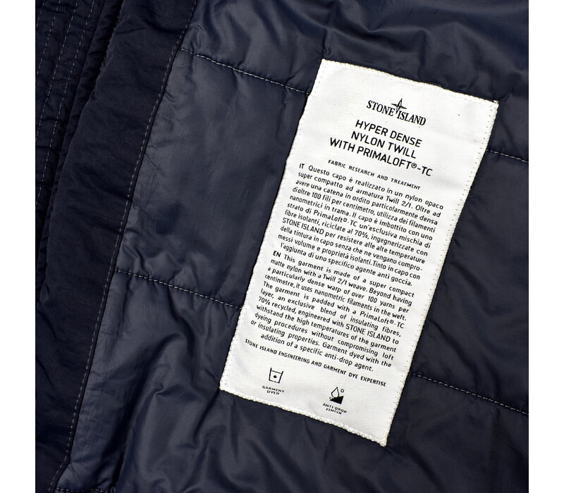 Stone Island navy hyper dense nylon twill with primaloft-tc hooded parka XXL