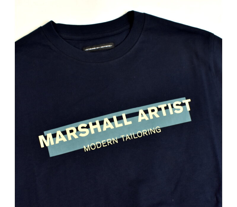 Marshall Artist seafield logo ss t-shirt Navy