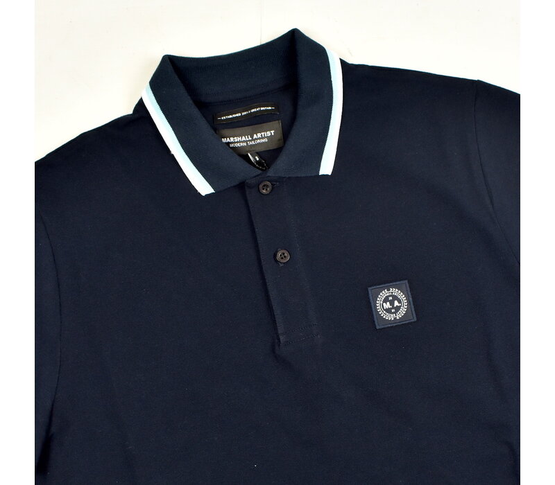 Marshall Artist tipped ss polo shirt Navy