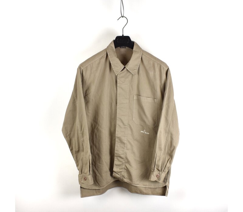 Stone Island green needlecord spell out logo long sleeve shirt M
