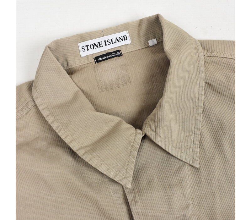 Stone Island green needlecord spell out logo long sleeve shirt M