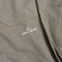 Stone Island green needlecord spell out logo long sleeve shirt M