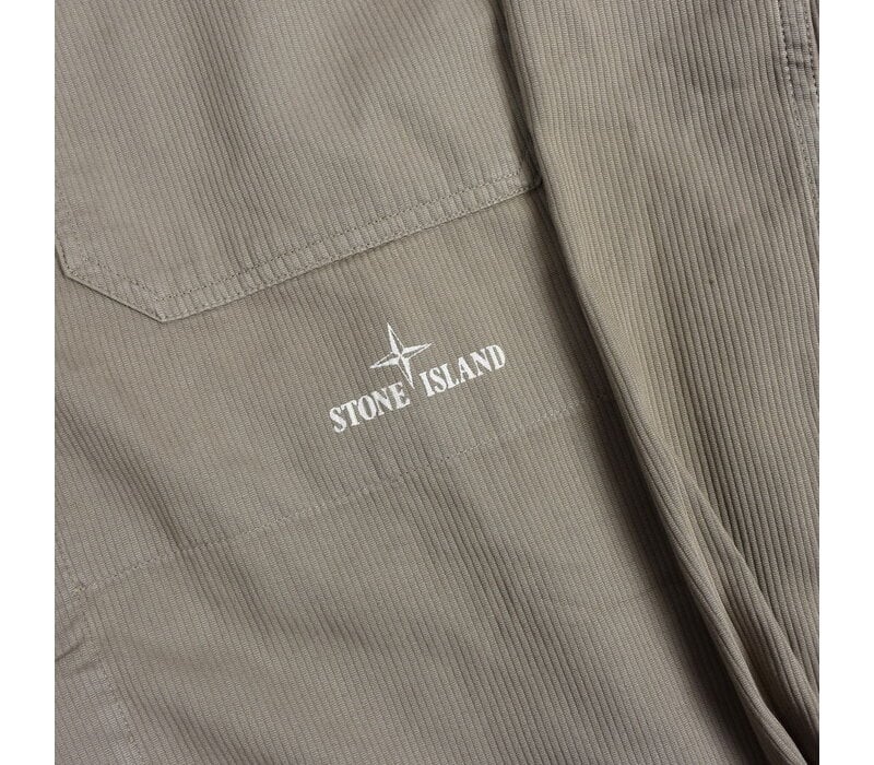 Stone Island green needlecord spell out logo long sleeve shirt M