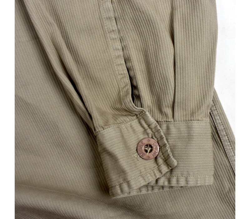 Stone Island green needlecord spell out logo long sleeve shirt M