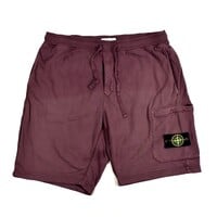 Stone Island burgundy red cotton fleece badge cargo shorts XXL