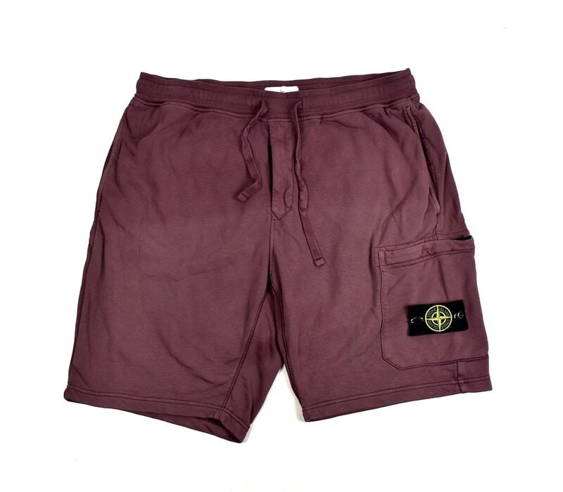 Stone Island burgundy red cotton fleece badge cargo shorts XXL