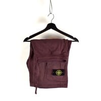 Stone Island burgundy red cotton fleece badge cargo shorts XXL