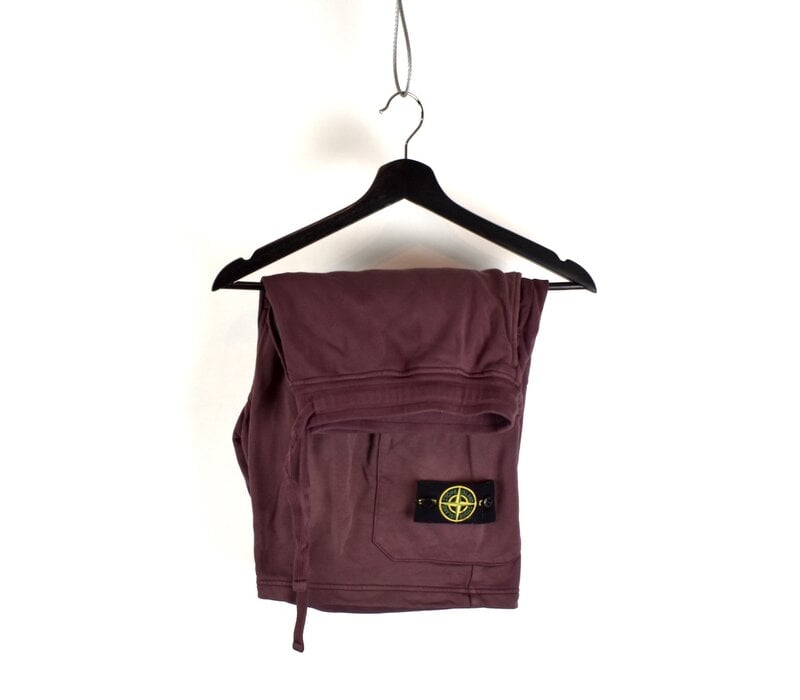 Stone Island burgundy red cotton fleece badge cargo shorts XXL